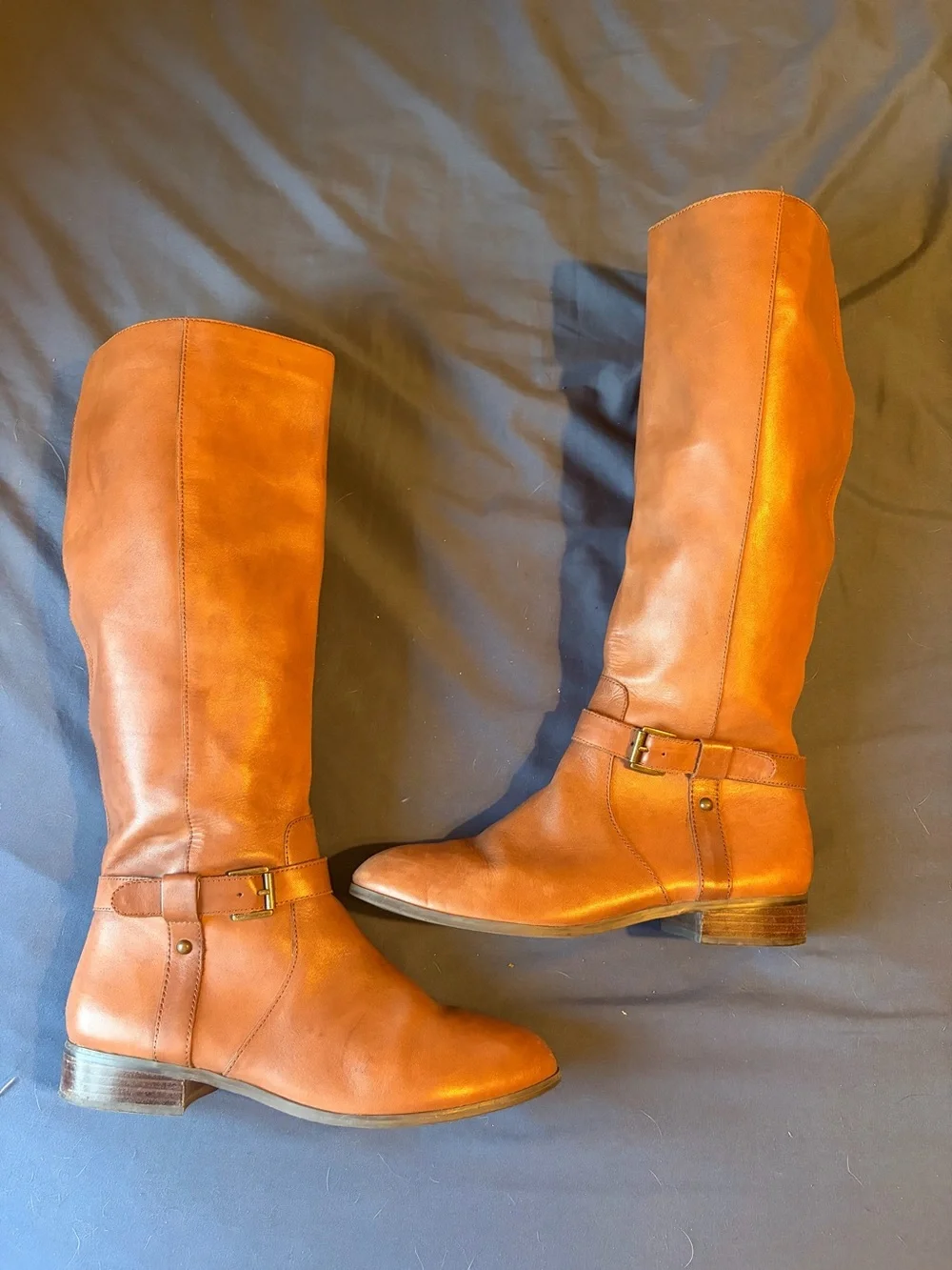 Classic Tall Leather Riding Boots - Cognac Brown